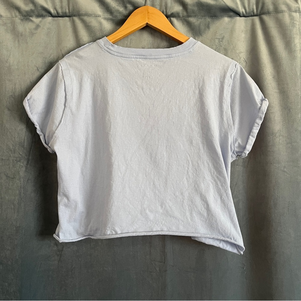 Free People We The Free The Perfect Tee Light Blue Casual Cotton Cropped Basic - Picture 5 of 11